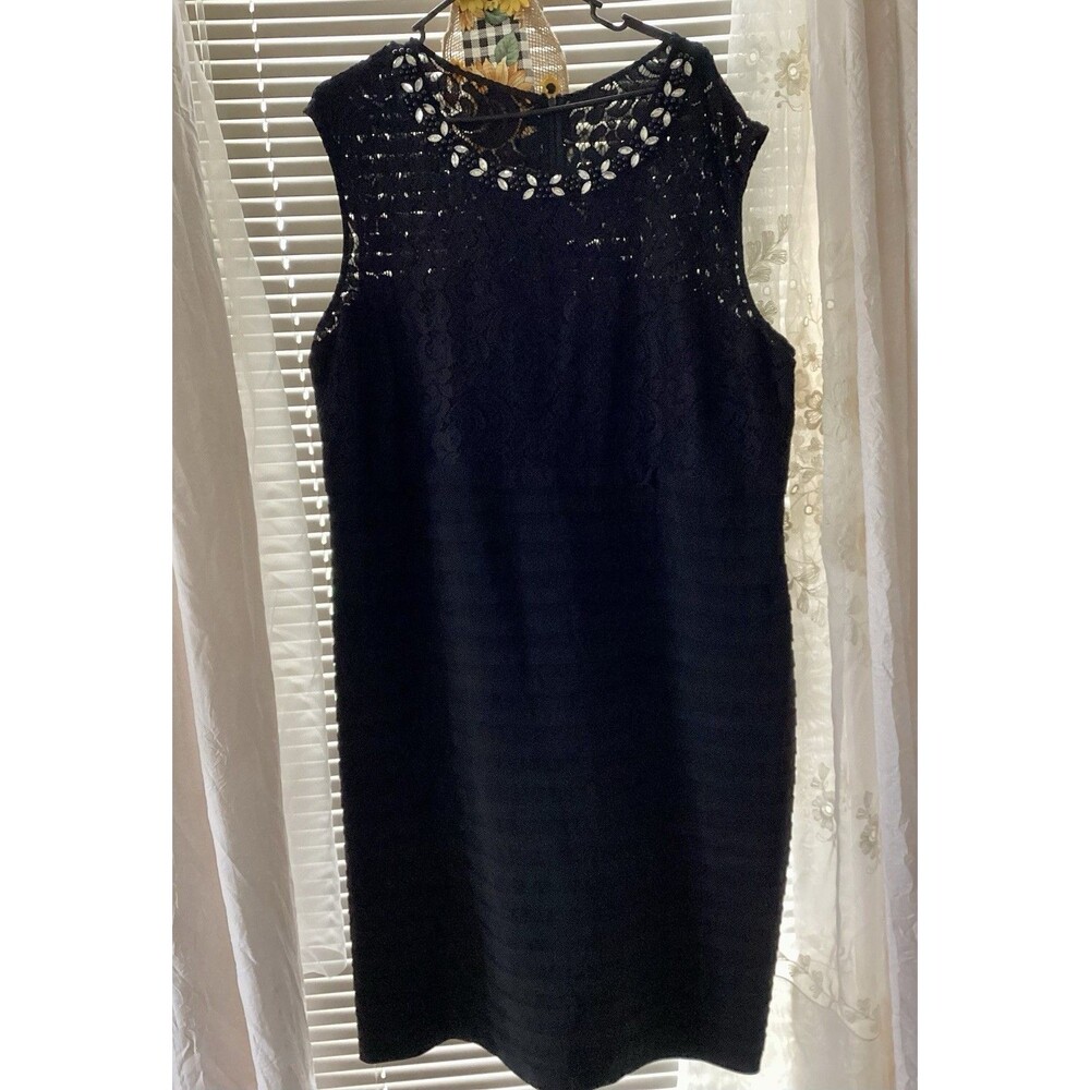 Scarlett Women’s  Black Dress Jeweled Neck Cocktail Party Sheath plus size 24